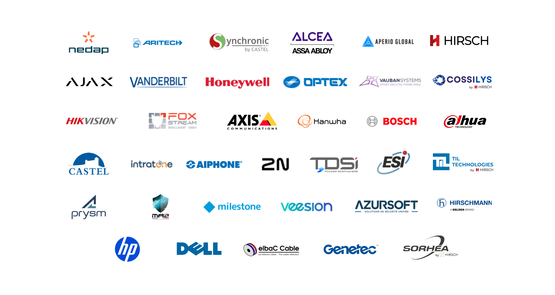 Partenaires technologiques d’ISO Sécurité pour la vidéosurveillance, le contrôle d’accès, la détection intrusion et la sécurité électronique sur mesure